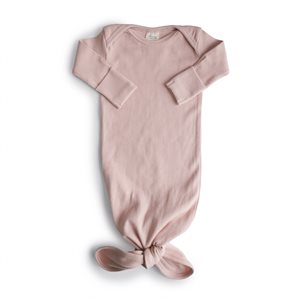 Mushie Ribbed Knotted Baby Gown Blush